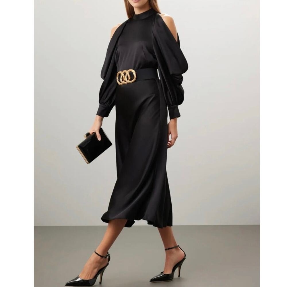 ARIAS NEW YORK black Halter Neck cold shoulders Dress Size 4